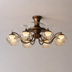French Vintage Ceiling Fan with Light Glass Shade Flush Mount  Ceiling Fan Light Combo for Living Dining & Bedrooms