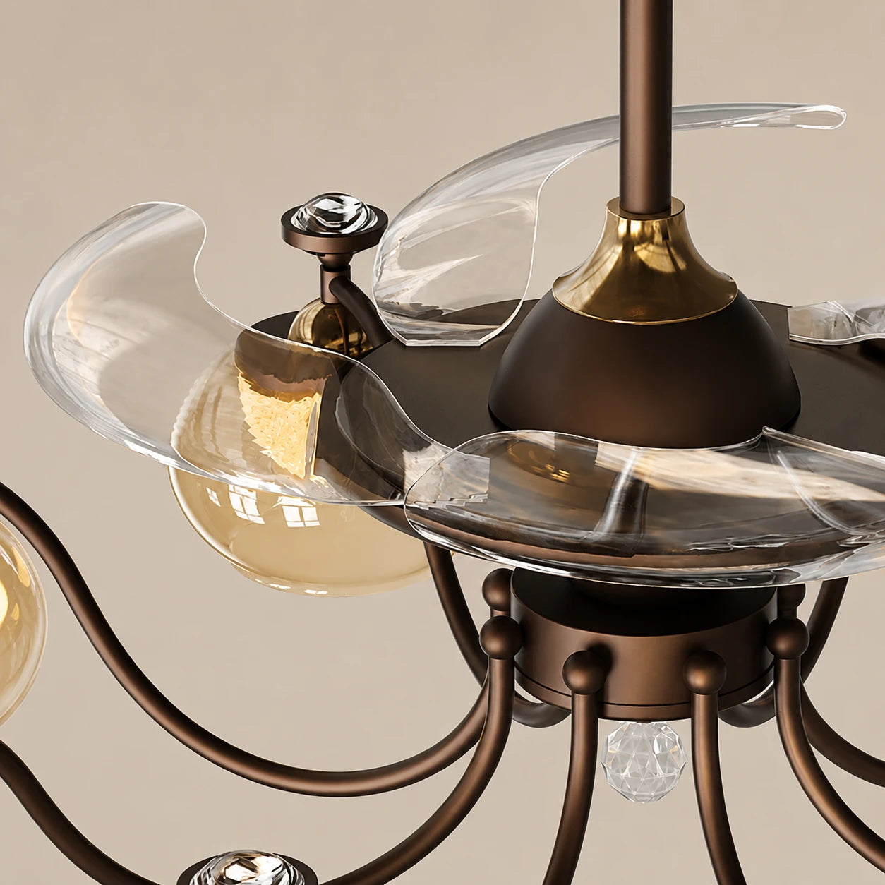 French Vintage Ceiling Fan with Light Glass Shade Flush Mount  Ceiling Fan Light Combo for Living Dining & Bedrooms