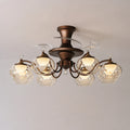 French Vintage Ceiling Fan with Light Glass Shade Flush Mount  Ceiling Fan Light Combo for Living Dining & Bedrooms