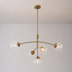 Funky 5-Light Glass Globe Chandelier Mid-Century Modern Sputnik Bubble Ceiling Light Fixture