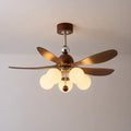 Mid Century Rustic Bubble Ceiling Fan with Light French Vintage High Airflow Fan Light Combo with Remote For Bedroom Living