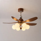 Mid Century Rustic Bubble Ceiling Fan with Light French Vintage High Airflow Fan Light Combo with Remote For Bedroom Living