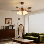 Mid Century Rustic Bubble Ceiling Fan with Light French Vintage High Airflow Fan Light Combo with Remote For Bedroom Living