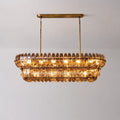 Luxury Amelia Smoke Glass Linear Chandelier Rectangle Tiered Glass Plate Pendant Light For Kitchen Islands