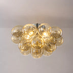 Modern Semi Flush Blown Glass Chandelier Amber Bubble Cluster Ceiling Light For Living Room Bedroom