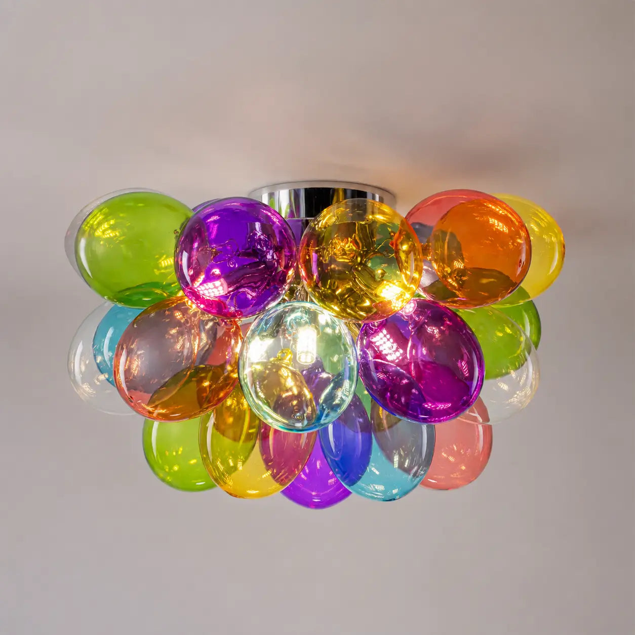 Modern Semi Flush Blown Glass Chandelier Rainbow Bubble Cluster Ceiling Light