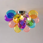 Modern Semi Flush Blown Glass Chandelier Rainbow Bubble Cluster Ceiling Light