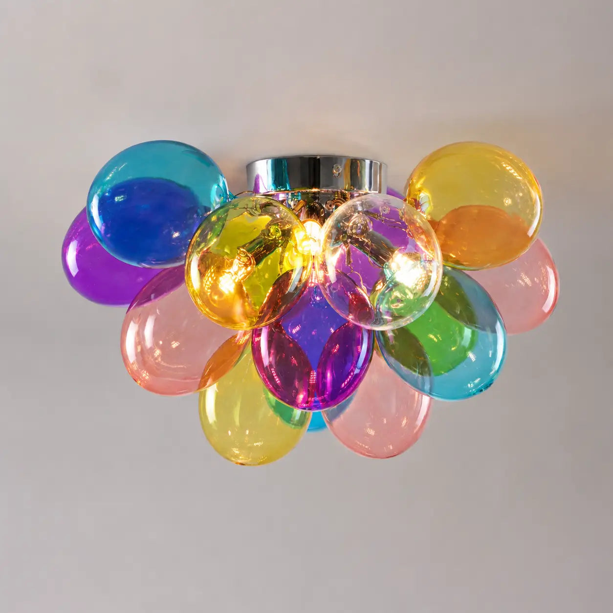 Modern Semi Flush Blown Glass Chandelier Rainbow Bubble Cluster Ceiling Light