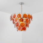 Rote mehrstufige Glasleuchte im Murano-Stil Lelaina Künstlerische Hängeleuchte mit gestaffelten Scheiben