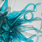 Oceanic Radiance Hanging Glass Sculpture Chandelier Blue Hand-Blown Glass Pendant Light