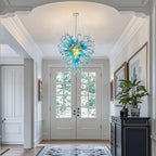Oceanic Radiance Hanging Glass Sculpture Chandelier Blue Hand-Blown Glass Pendant Light