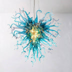 Oceanic Radiance Hanging Glass Sculpture Chandelier Blue Hand-Blown Glass Pendant Light