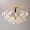 Modern Bubble Cluster Semi Flush Mount Glass Chandelier Blown Glass Ceiling Light Fixture for Living Room and Bedroom