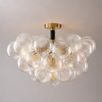 Modern Bubble Cluster Semi Flush Mount Glass Chandelier Blown Glass Ceiling Light Fixture for Living Room and Bedroom