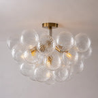 Modern Bubble Cluster Semi Flush Mount Glass Chandelier Blown Glass Ceiling Light Fixture for Living Room and Bedroom