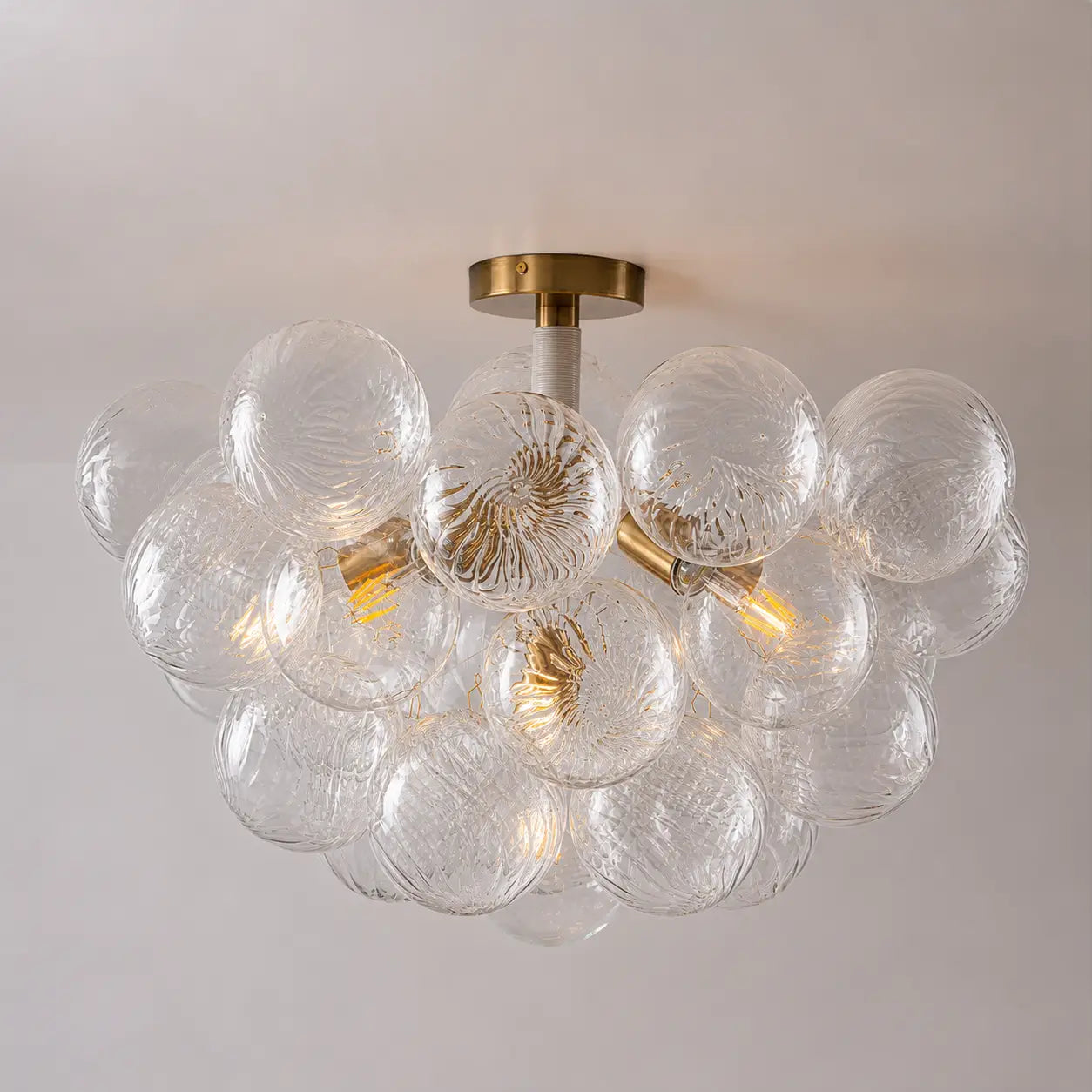 Modern Bubble Cluster Semi Flush Mount Glass Chandelier Blown Glass Ceiling Light Fixture for Living Room and Bedroom