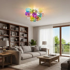 Modern Semi Flush Blown Glass Chandelier Rainbow Bubble Cluster Ceiling Light