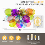 Modern Semi Flush Blown Glass Chandelier Rainbow Bubble Cluster Ceiling Light