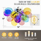 Modern Semi Flush Blown Glass Chandelier Rainbow Bubble Cluster Ceiling Light