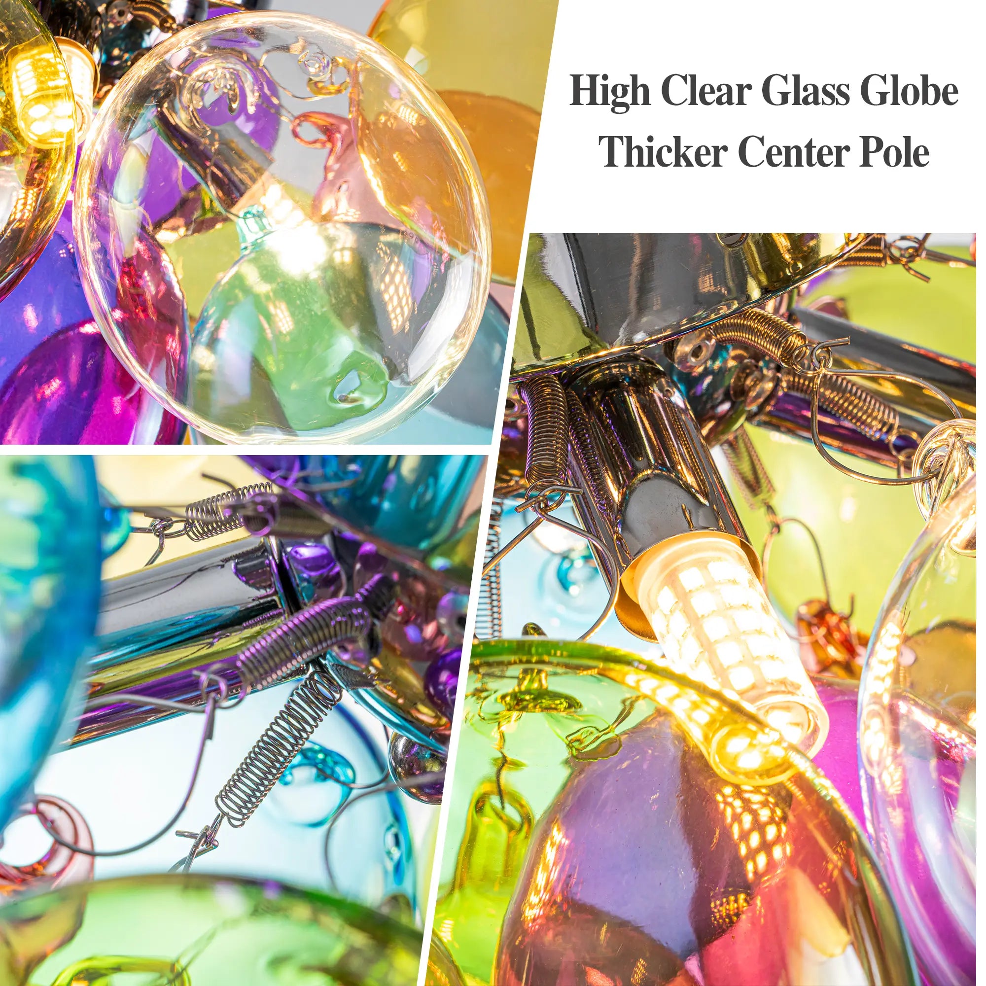 Modern Semi Flush Blown Glass Chandelier Rainbow Bubble Cluster Ceiling Light