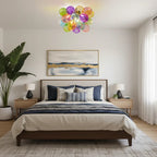 Modern Semi Flush Blown Glass Chandelier Rainbow Bubble Cluster Ceiling Light