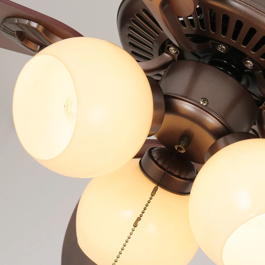 Retro Ceiling Fan Light with Wooden Blades Flush Mount LED Ceiling Fan Fanimation for Bedroom Dining
