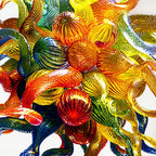 Hand-Blown Art Glass Chandelier Rainbow Pendant light Multi Color Glass Sculpture Hanging Lamp