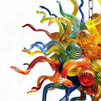 Hand-Blown Art Glass Chandelier Rainbow Pendant light Multi Color Glass Sculpture Hanging Lamp