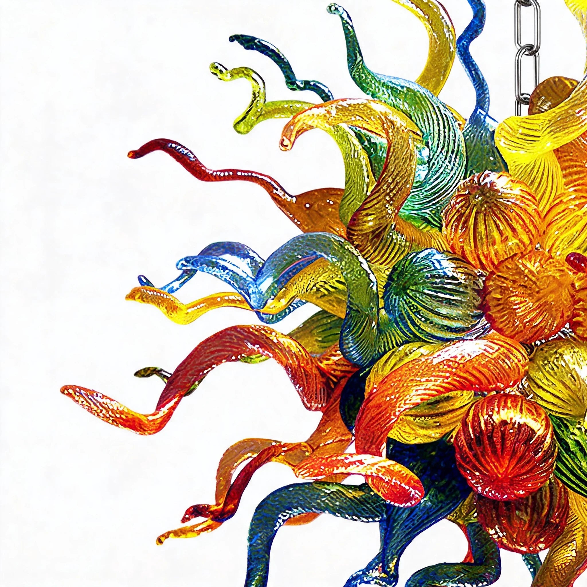 Hand-Blown Art Glass Chandelier Rainbow Pendant light Multi Color Glass Sculpture Hanging Lamp