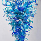 Blue Blown Glass Chandelier Luxury Oceanic Organic Glass Sculpture Hanging Light Fixture