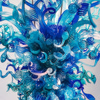Blue Blown Glass Chandelier Luxury Oceanic Organic Glass Sculpture Hanging Light Fixture