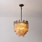 Modern Tronchi Smoke Glass Tiered Chandelier Luxury European-Inspired Round Pendant Light