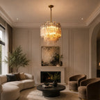 Modern Tronchi Smoke Glass Tiered Chandelier Luxury European-Inspired Round Pendant Light