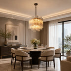 Modern Tronchi Smoke Glass Tiered Chandelier Contemporary Round Pendant Light