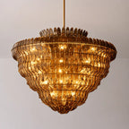Amelia Smoke Amber Tiered Glass Chandelier Luxury Sculptural Glass Plate Pendant Light