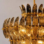 Amelia Smoke Amber Tiered Glass Chandelier Luxury Sculptural Glass Plate Pendant Light