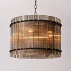 Modern San Marco Glass Round Chandelier Contemporary Cylindrical Tiered Glass Pendant Light