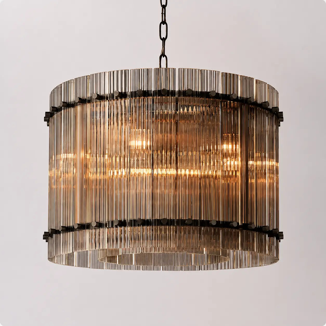 Modern San Marco Glass Round Chandelier Contemporary Cylindrical Tiered Glass Pendant Light