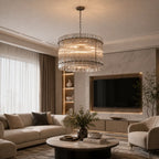 Modern San Marco Glass Round Chandelier Contemporary Cylindrical Tiered Glass Pendant Light