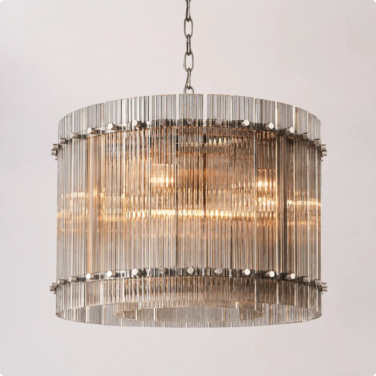 Modern San Marco Glass Round Chandelier Contemporary Cylindrical Tiered Glass Pendant Light