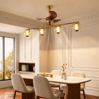 Mid-Century Modern Straight Line Ceiling Fan with Light Glass Globe Fan-Light Combo For Kitchen Islands Dining