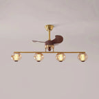 Mid-Century Modern Straight Line Ceiling Fan with Light Glass Globe Fan-Light Combo For Kitchen Islands Dining
