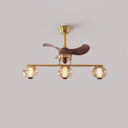 Mid-Century Modern Straight Line Ceiling Fan with Light Glass Globe Fan-Light Combo For Kitchen Islands Dining