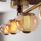 Mid-Century Modern Straight Line Ceiling Fan with Light Glass Globe Fan-Light Combo For Kitchen Islands Dining