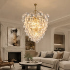 Talia Style Bubble Glass Chandelier Clear Ribbed Glass Ball Pendant Light Modern Luxury Hanging Lamp