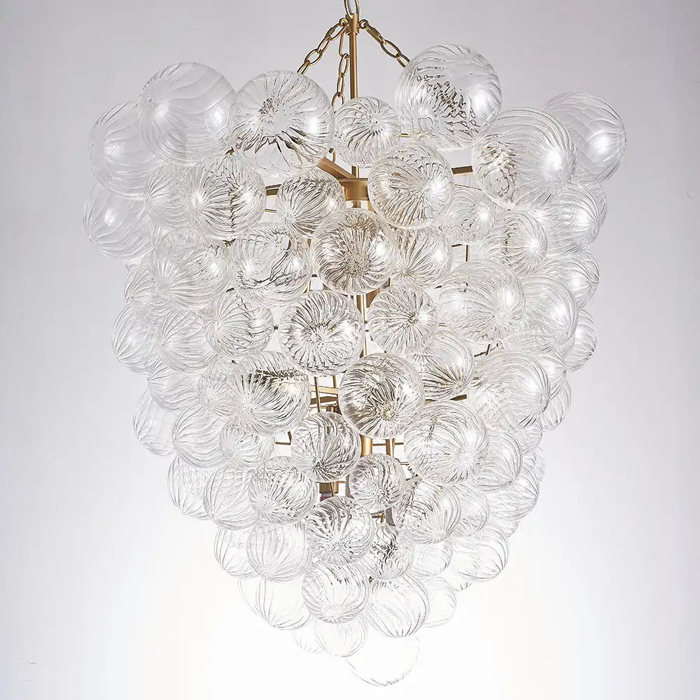 Talia Style Bubble Glass Chandelier Clear Ribbed Glass Ball Pendant Light Modern Luxury Hanging Lamp