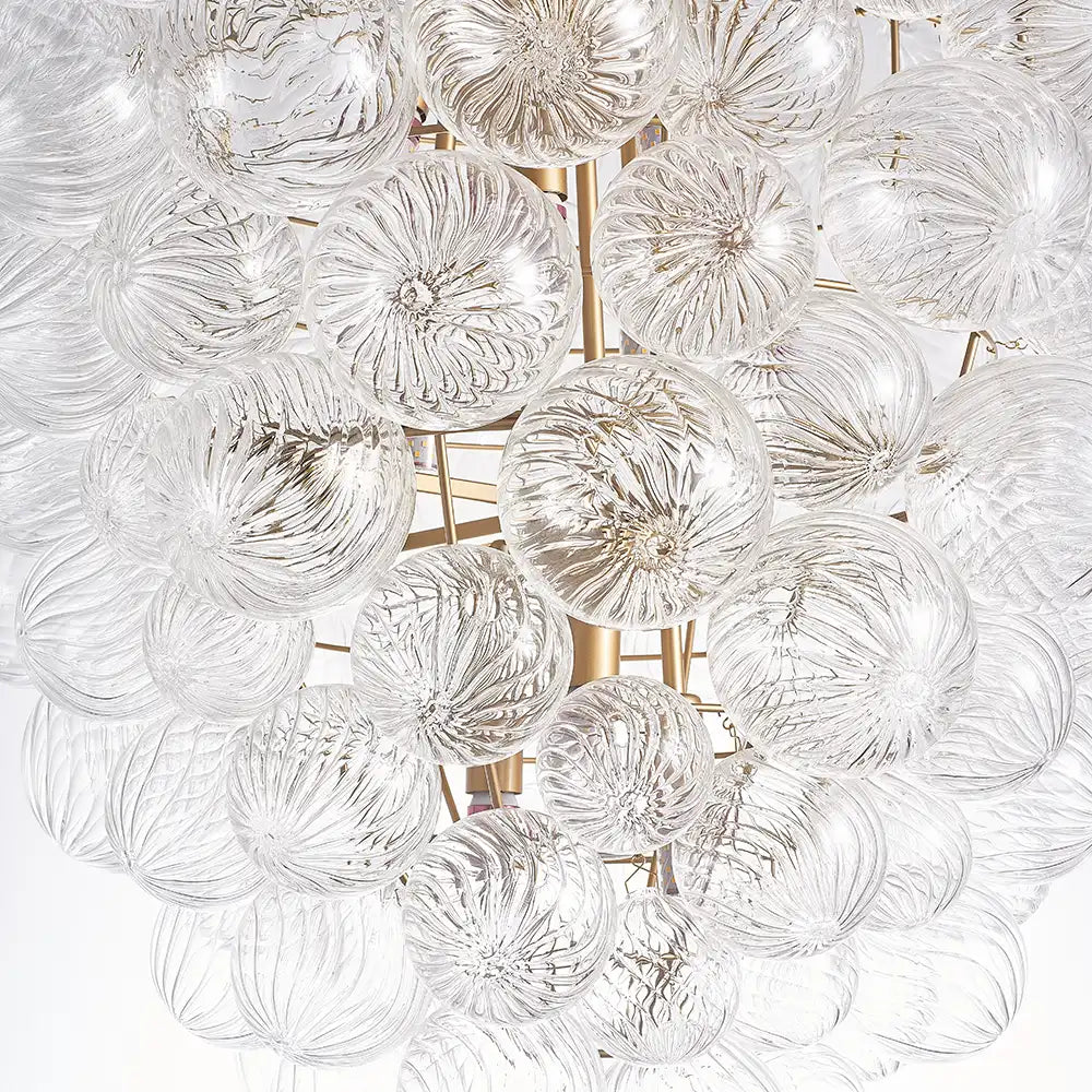 Talia Style Bubble Glass Chandelier Clear Ribbed Glass Ball Pendant Light Modern Luxury Hanging Lamp