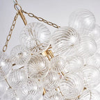 Talia Style Bubble Glass Chandelier Clear Ribbed Glass Ball Pendant Light Modern Luxury Hanging Lamp