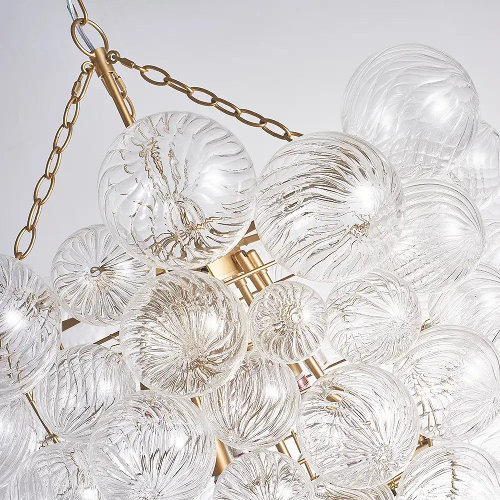 Talia Style Bubble Glass Chandelier Clear Ribbed Glass Ball Pendant Light Modern Luxury Hanging Lamp