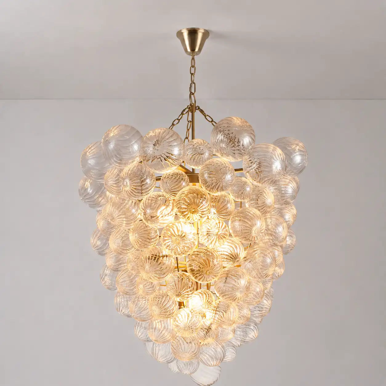 Talia Style Bubble Glass Chandelier Clear Ribbed Glass Ball Pendant Light Modern Luxury Hanging Lamp